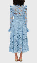 Elea Sky Blue Embroidered Midi Dress