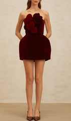 Ivanna Red Velvet Heart Mini Dress