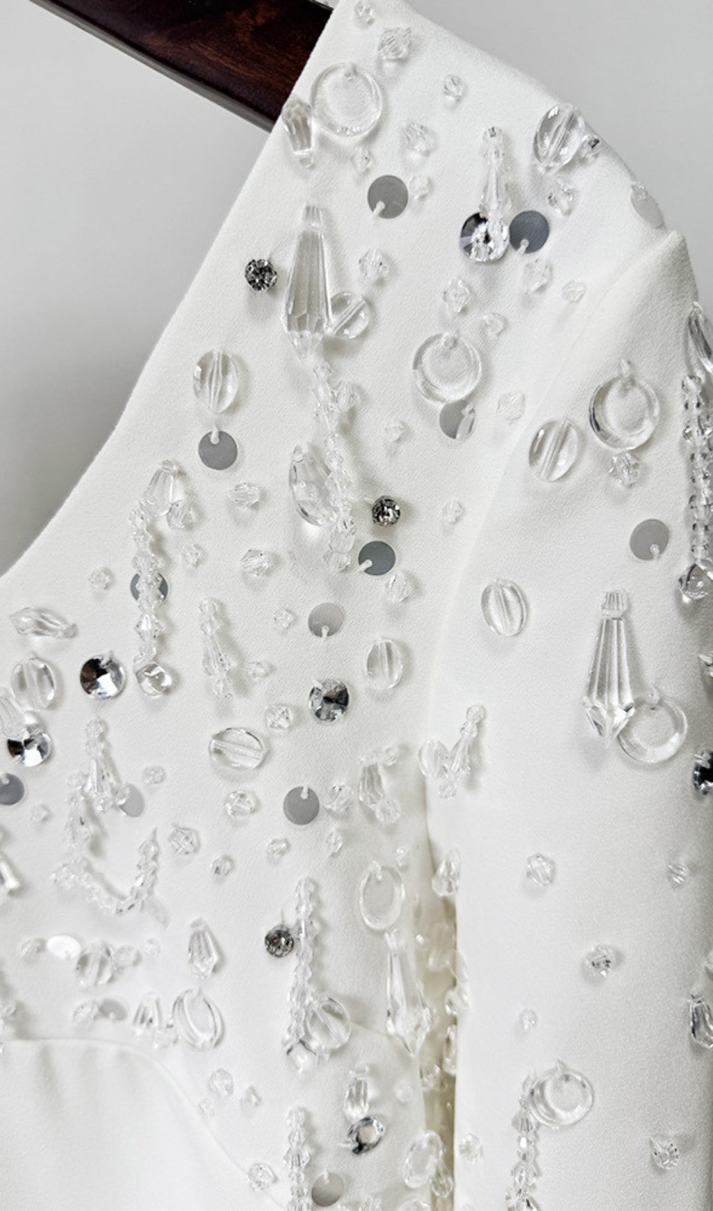 Ebe White Embellished Long Sleeve Mini Dress