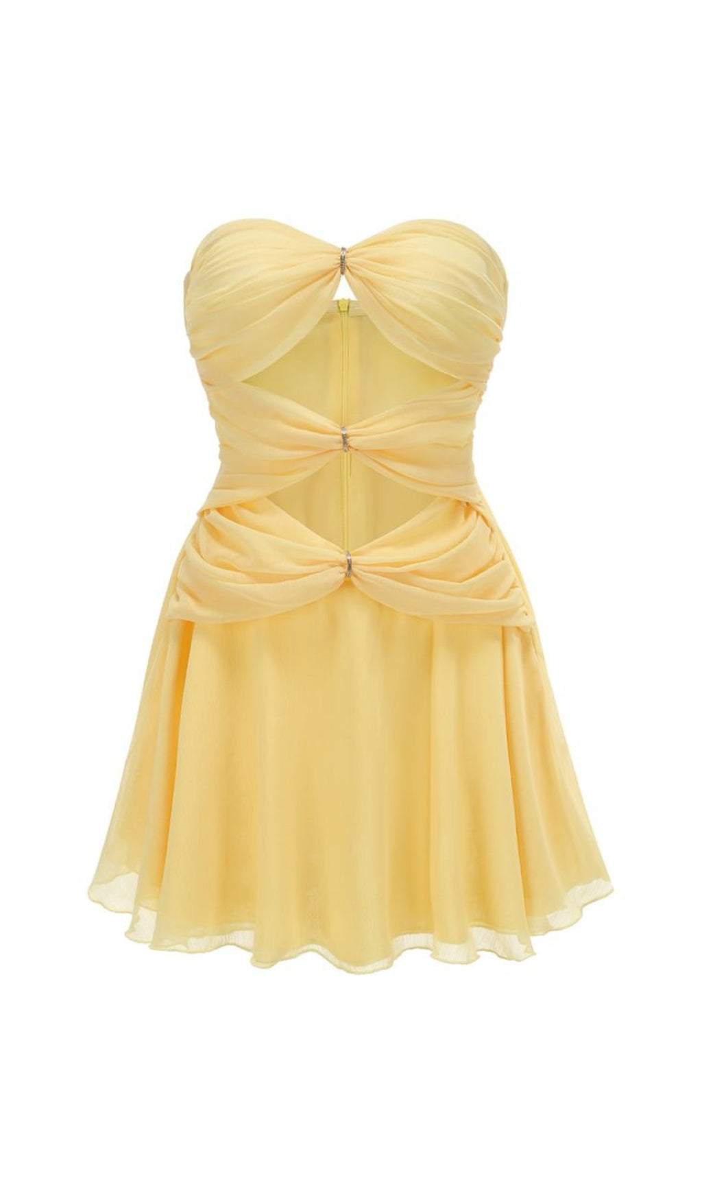 Bryony Yellow Strapless Cutout Mini Dress