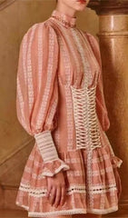 Romantic Pink Ruffle Corset Mini Dress