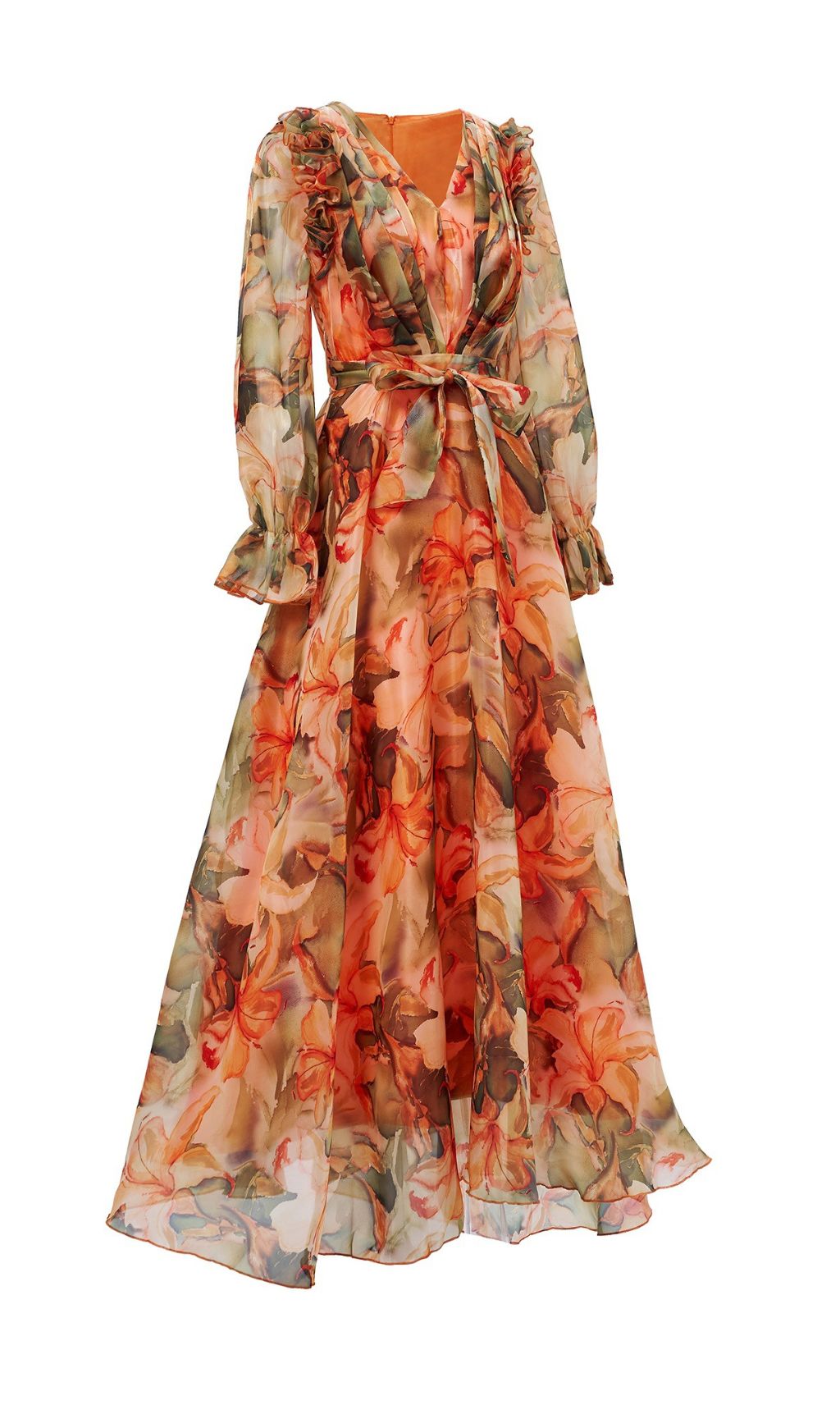 Fenicia Orange Floral Maxi Dress