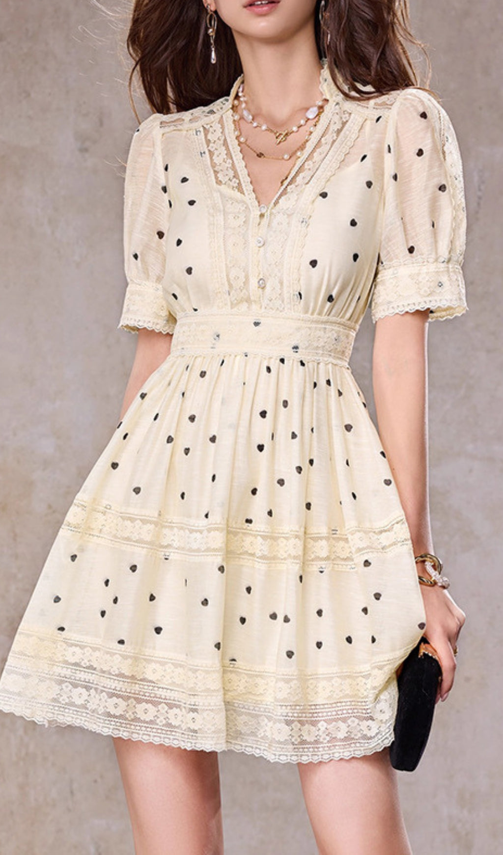 Günter Dot Romantic Heart Print Mini Dress