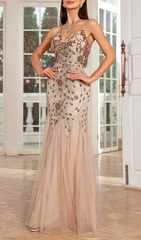 Gevvie Dazzling Sequin & Mesh Maxi Dress