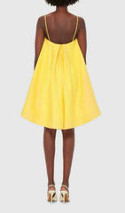 Fina Yellow Floral Embroidered High-Low Mini Dress
