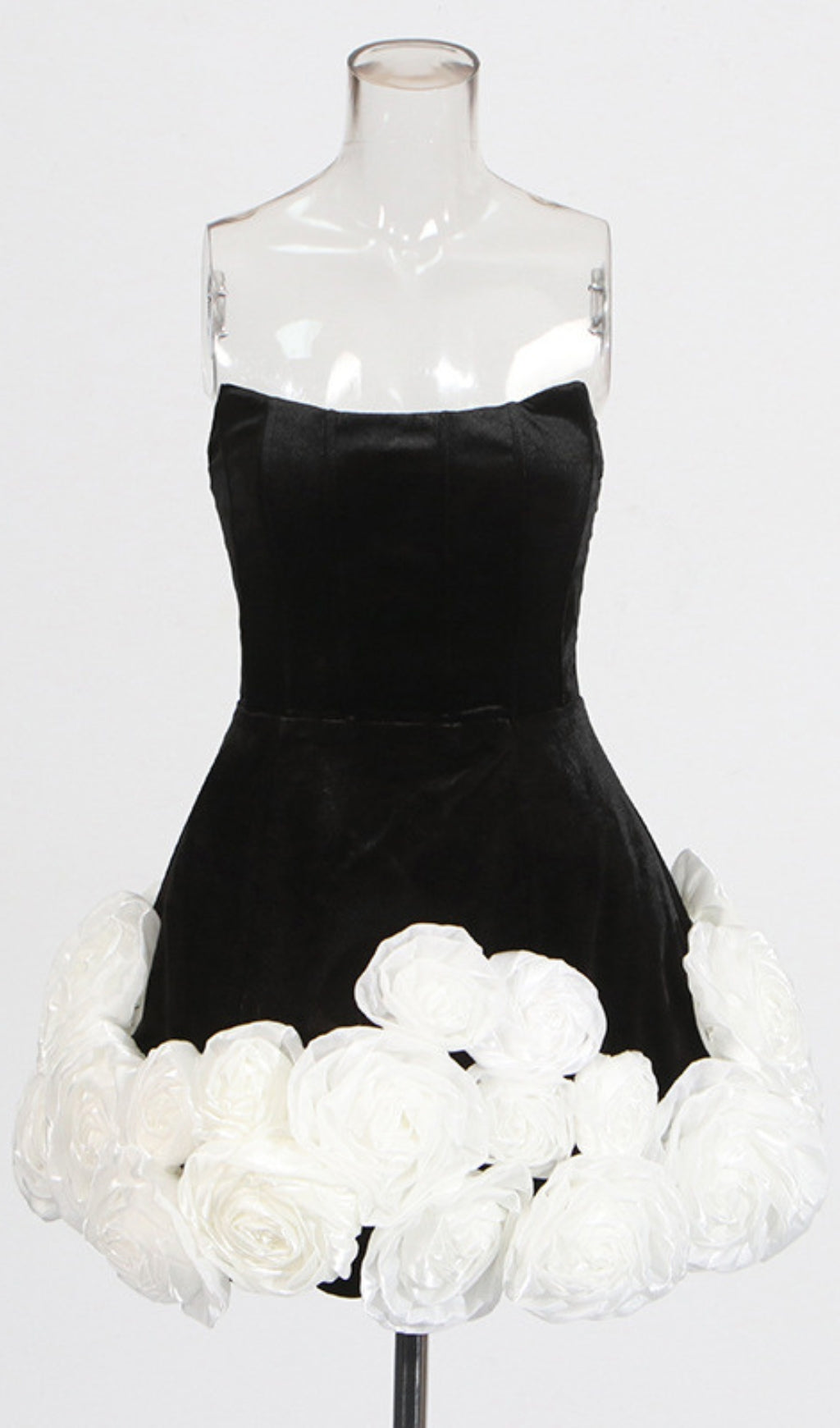 Candie Black Velvet Strapless Mini Dress