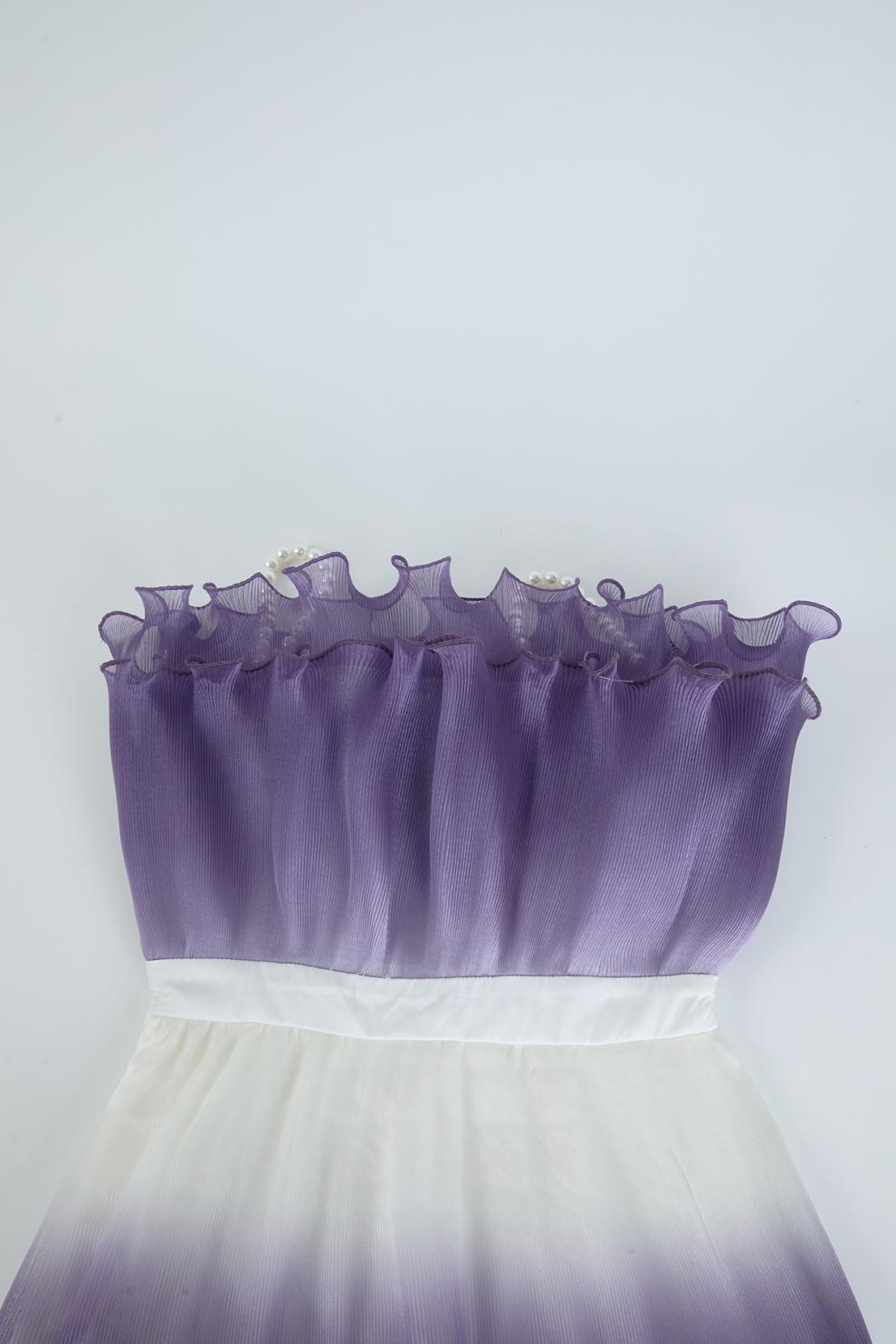 Fiene Dreamy Lavender Ombre Tiered Tulle Midi Dress