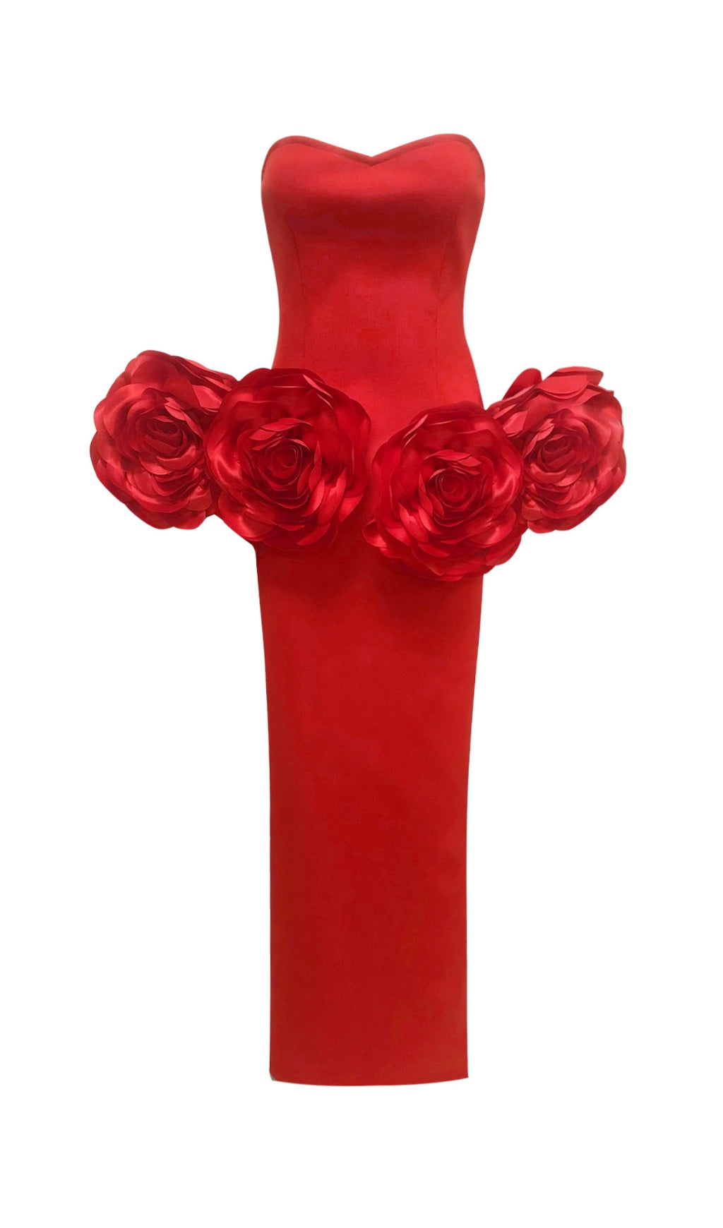 Domino Strapless 3D Rose Embellished Maxi Gown