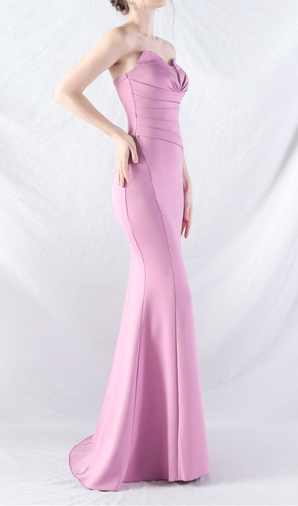 Chrina Lavender Strapless Ruched Mermaid Maxi Gown
