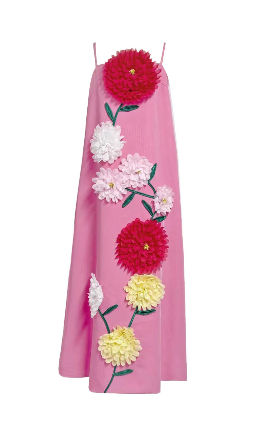 Erica Strappy Maxi Dress with Vibrant 3D Floral Embellishments