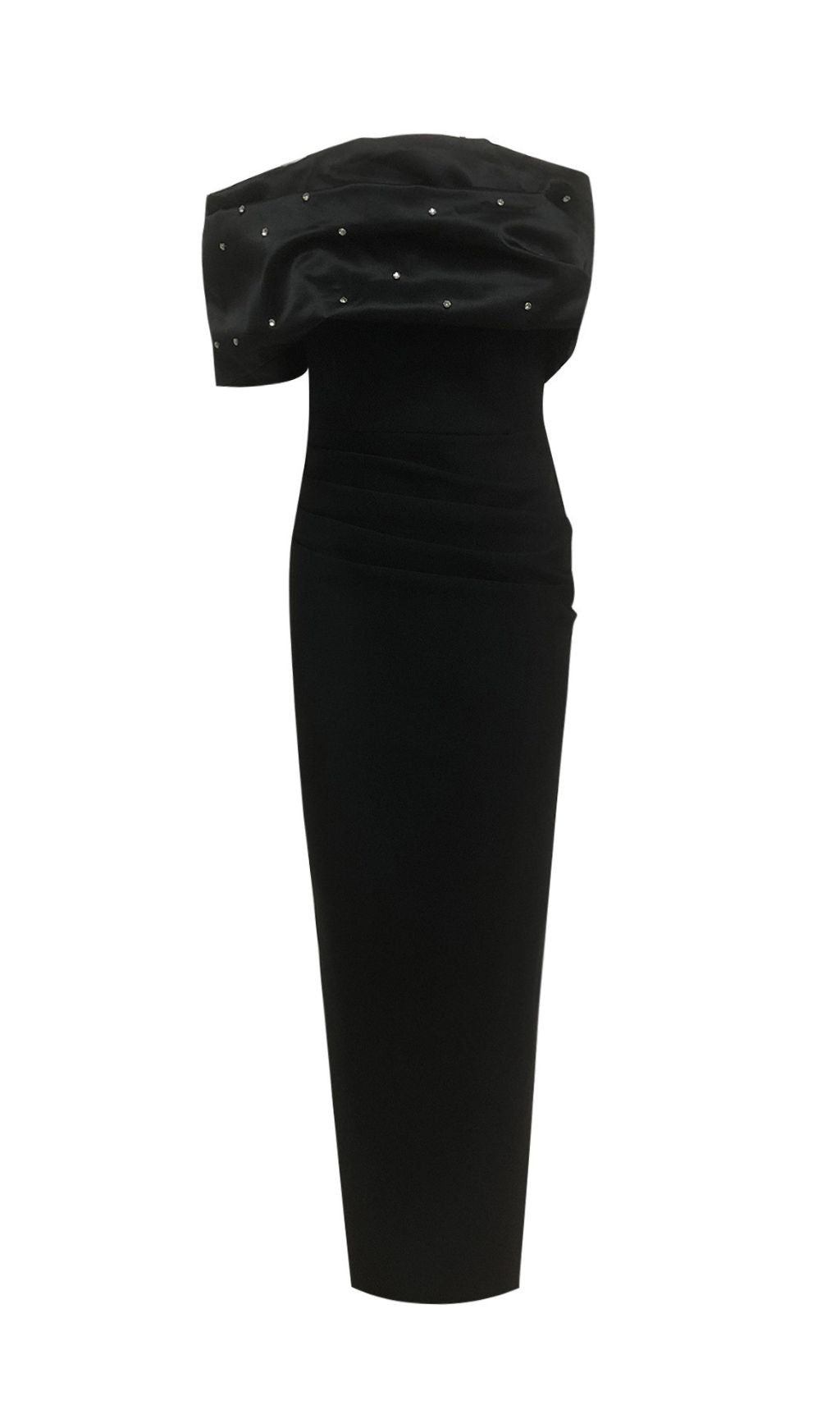 Ilia Black Embellished Off-Shoulder Bandage Maxi Gown