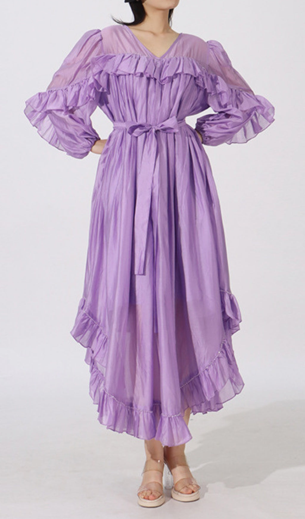 Elkie Purple Ruffle Maxi Dress