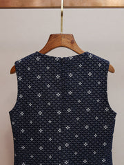 Hasika Navy Geometric Sleeveless Mini Dress