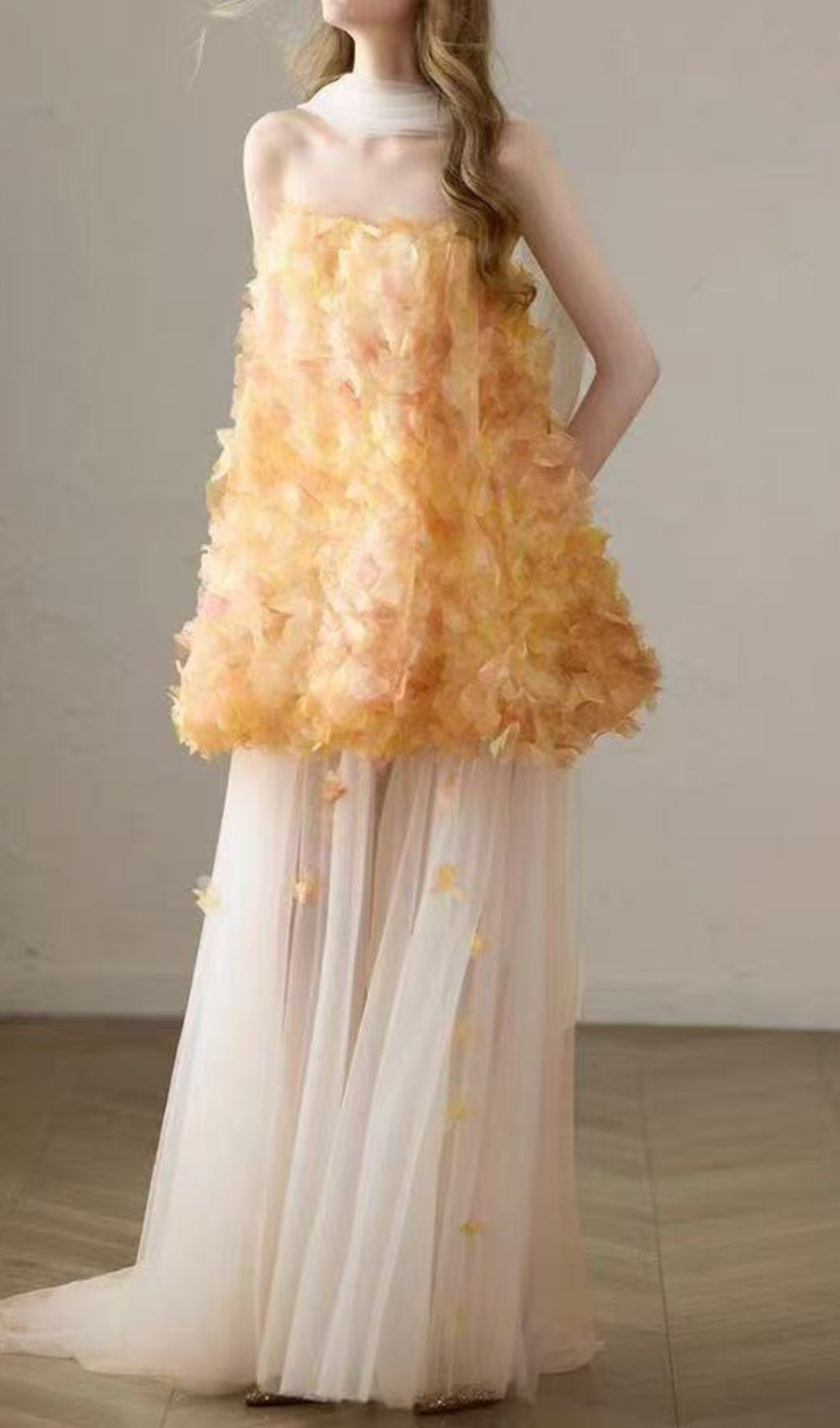 Dariel Ethereal Petal Embellished Maxi Dress