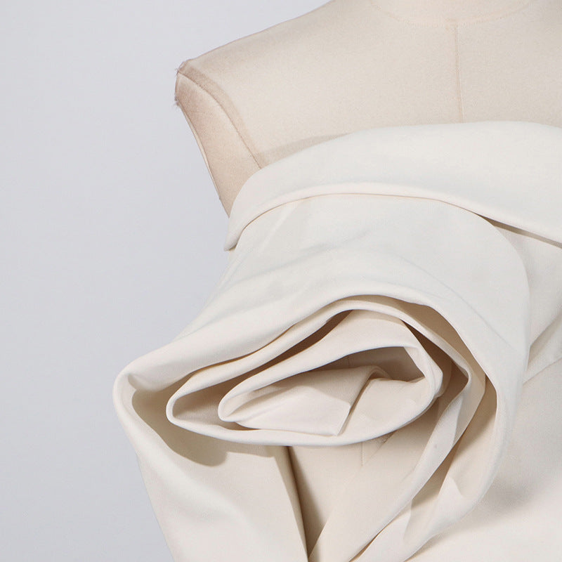 Calissa Sculptural Rose Strapless Mini Dress
