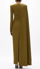 Haley Deep Olive Green Long Sleeve Maxi Dress