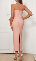 Aphrodite Elegant Pink Lace Corset Maxi Dress