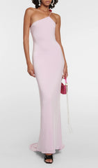Asta One-Shoulder Floral-Appliqu Maxi Gown