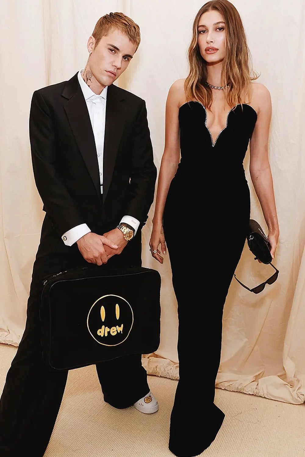 Chic Black Strapless Deep V Maxi Dress with Sparkle Trim