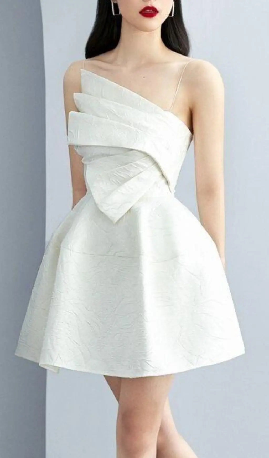 Aine Chic White Asymmetrical Mini Dress