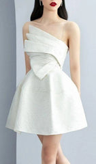 Aine Chic White Asymmetrical Mini Dress