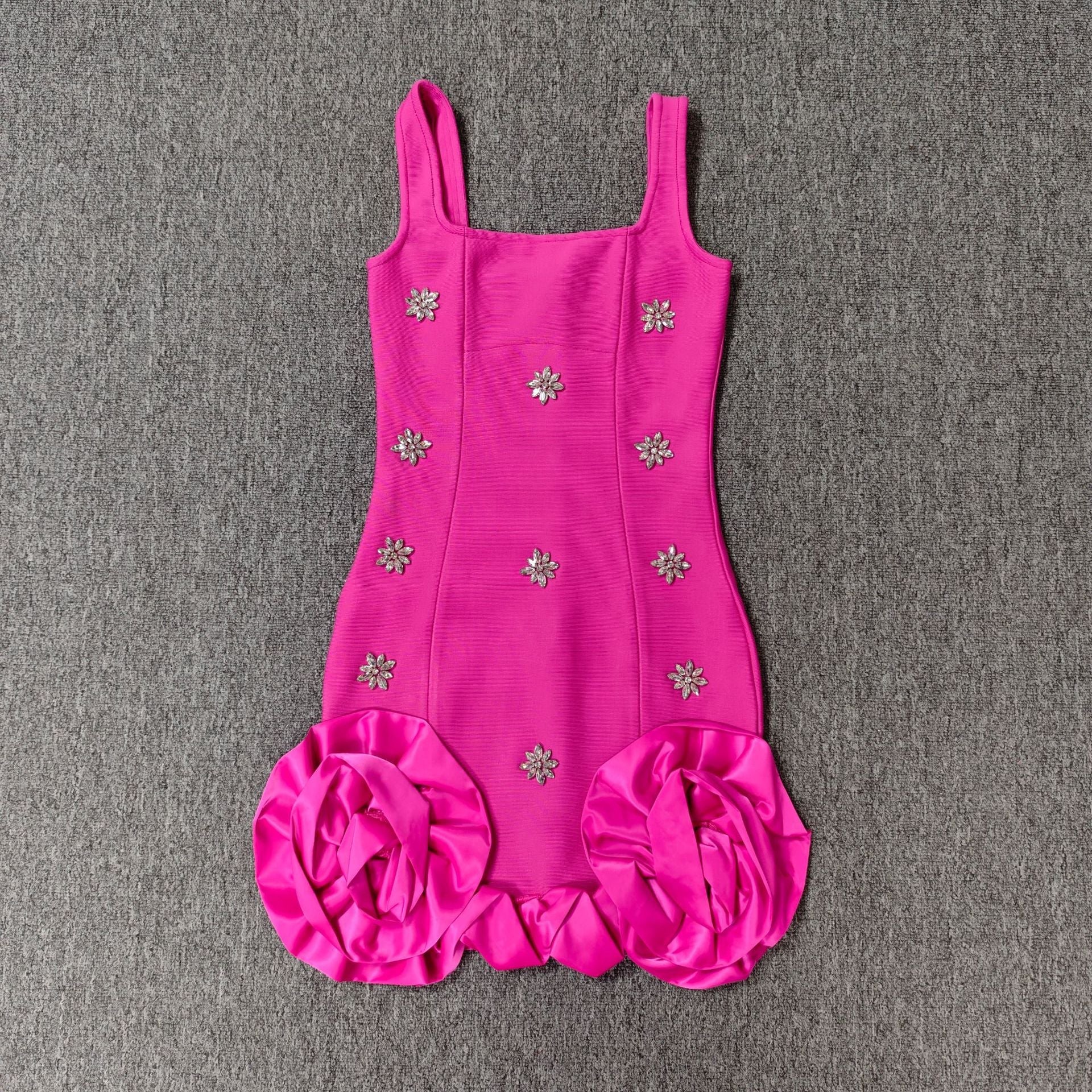 Sparkling Diamante Flower Bodycon Mini Dress