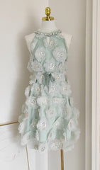 Elke Floral Sequin Halter Mini Dress