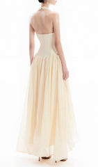 Davi Apricot Halter Corset Maxi Dress