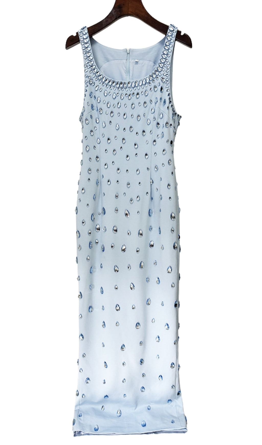 Dazzling Powder Blue Diamante Maxi Gown