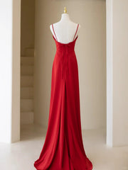 Vestido de fiesta sencillo rojo de corte A con tirantes en forma de corazón 
