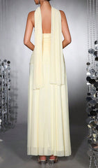 Hajar Elegant Strapless Ruched Mesh Maxi Dress