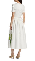 Issac White Artistic Floral Midi Dress