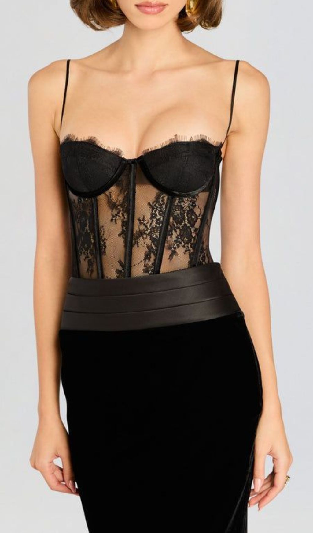 Glamorous Black Lace Corset Maxi Dress