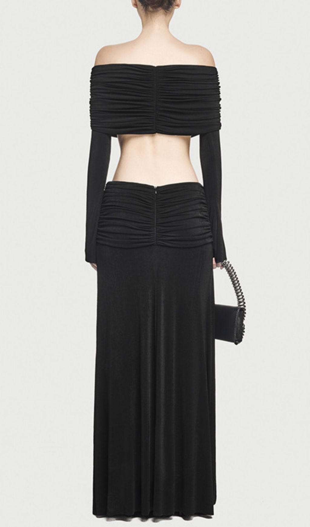 Jamuna Elegant Ruched Two-Piece Maxi Skirt Set