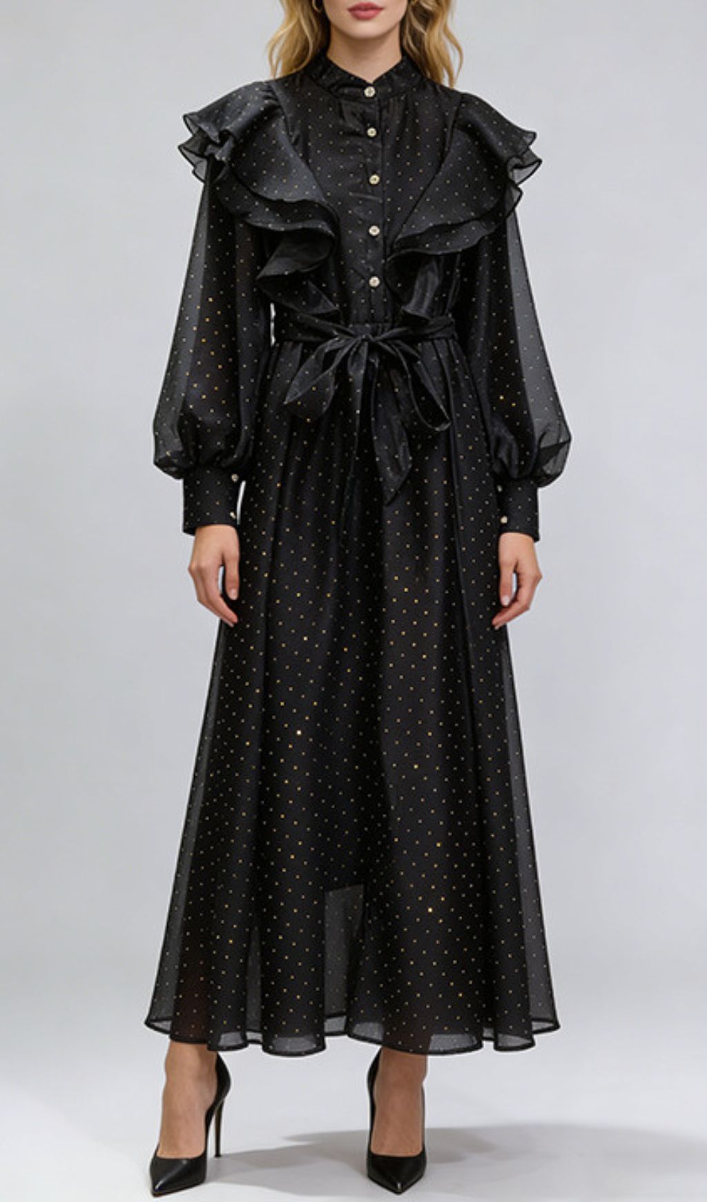 Jolanda Sparkle Ruffle Maxi Dress
