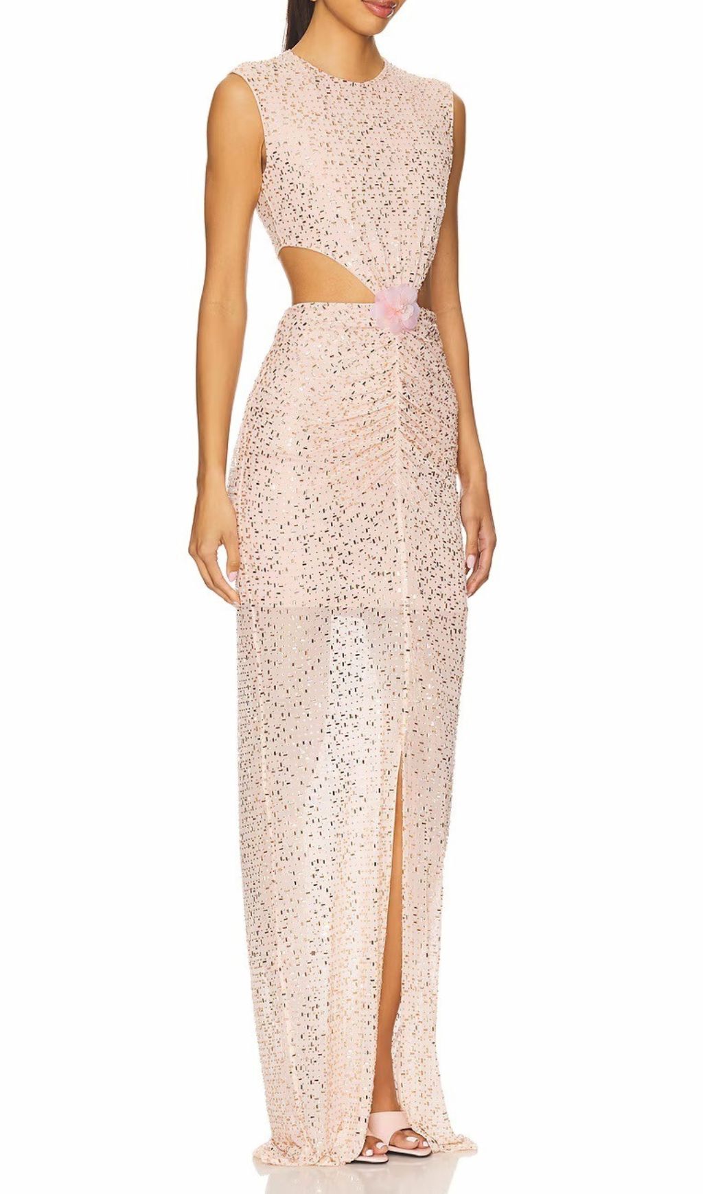 Heywood Dazzling Rose Gold Floral Cutout Maxi Gown