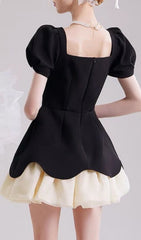 Cayla Chic Black Puff Sleeve Mini Dress