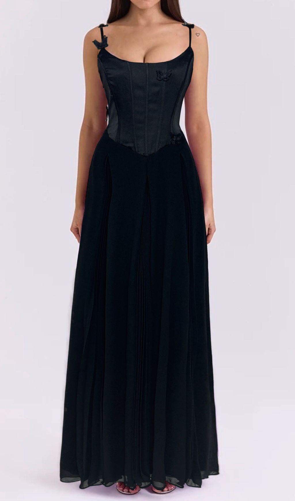 Glain Ethereal Lavender Butterfly Corset Maxi Dress