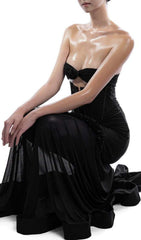 Evren Black Strapless Corset Maxi Dress