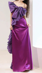 Ganit Regal Purple Bow Maxi Gown
