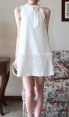 Gayle White Sequin Bow Mini Dress