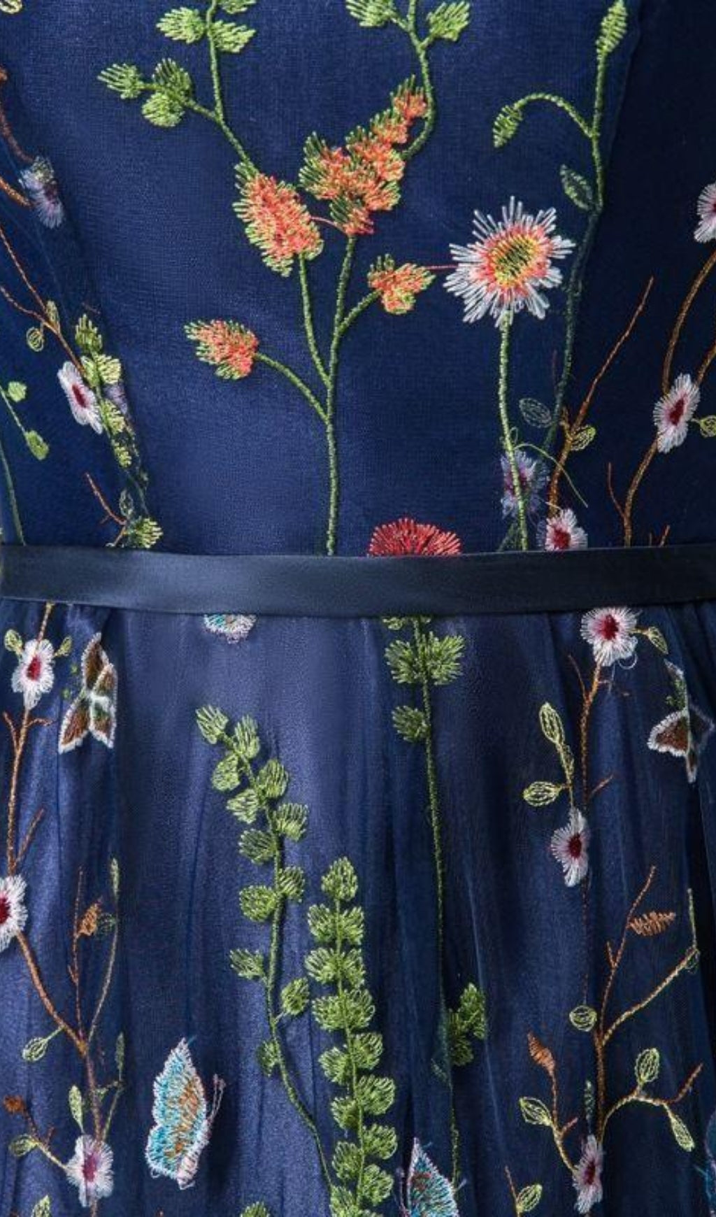 Daphne Elegant Floral Embroidered Mesh Midi Dress