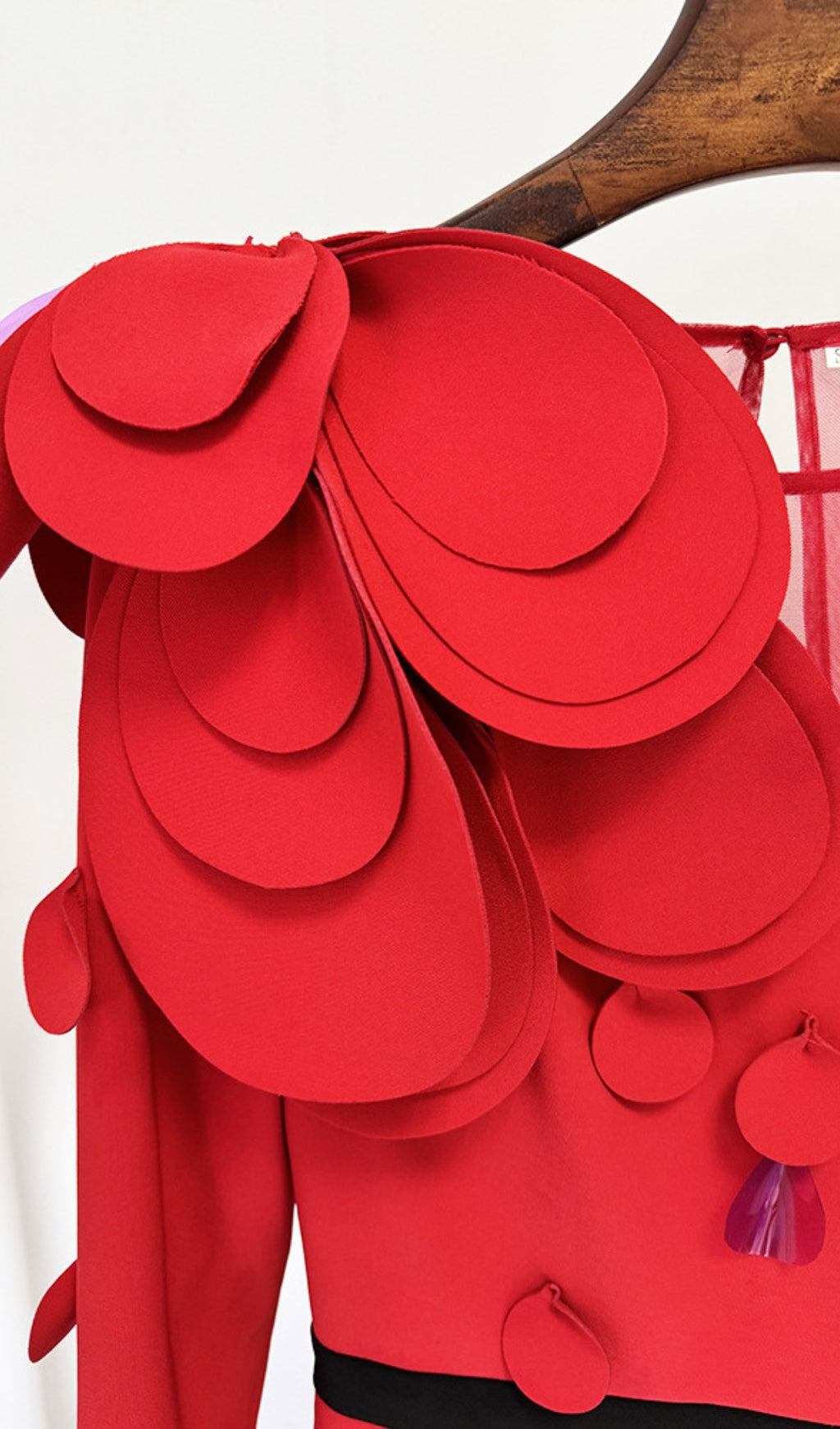 Dilan Red Floral Embellished Long Sleeve Maxi Gown