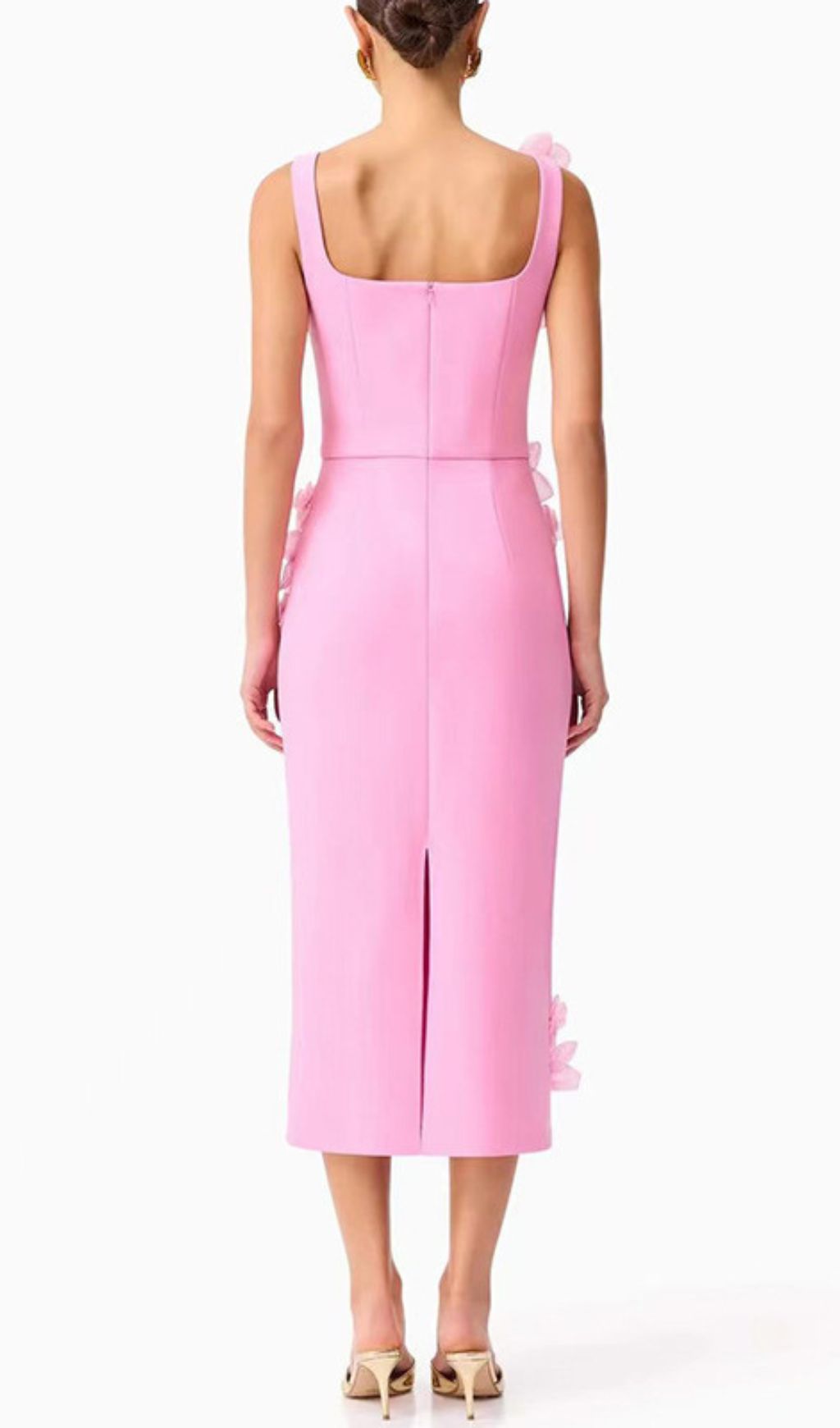 Harper Pink 3D Floral Embellished Midi Dress