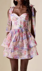 Faya Strappy Floral Tiered Mini Dress