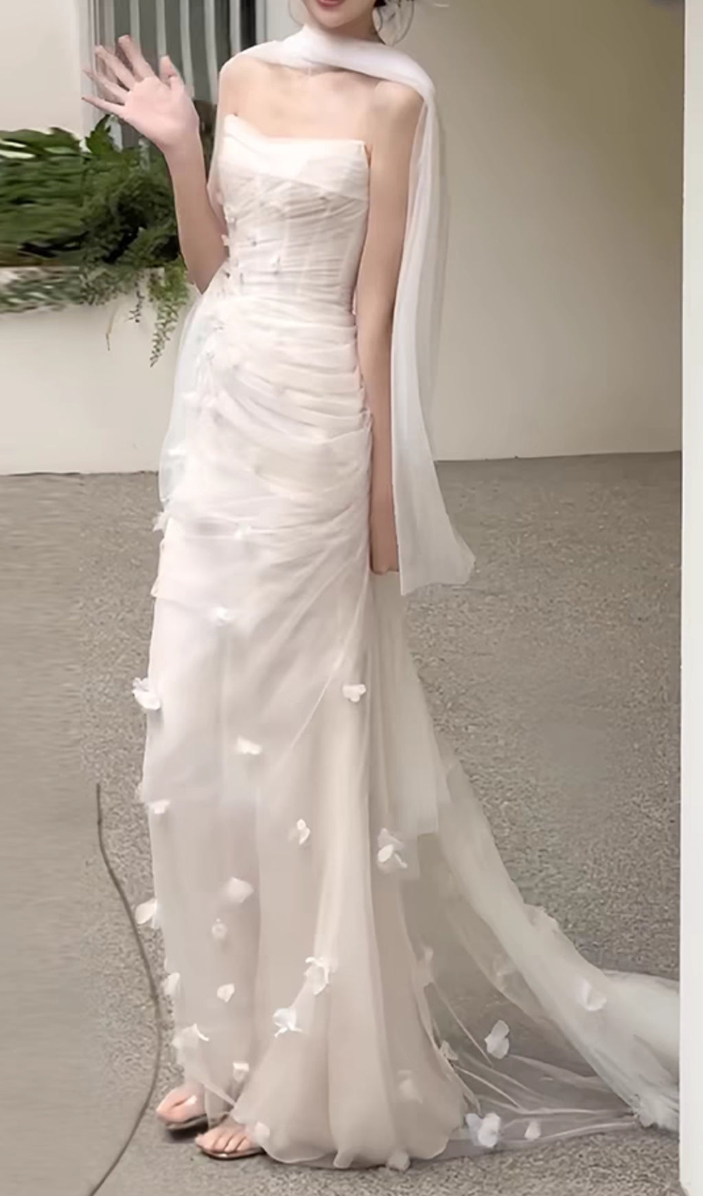 Felton Ethereal Floral Tulle Strapless Corset Wedding Gown