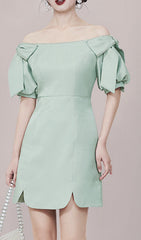 Donae Chic Off-Shoulder Mint Green Mini Dress