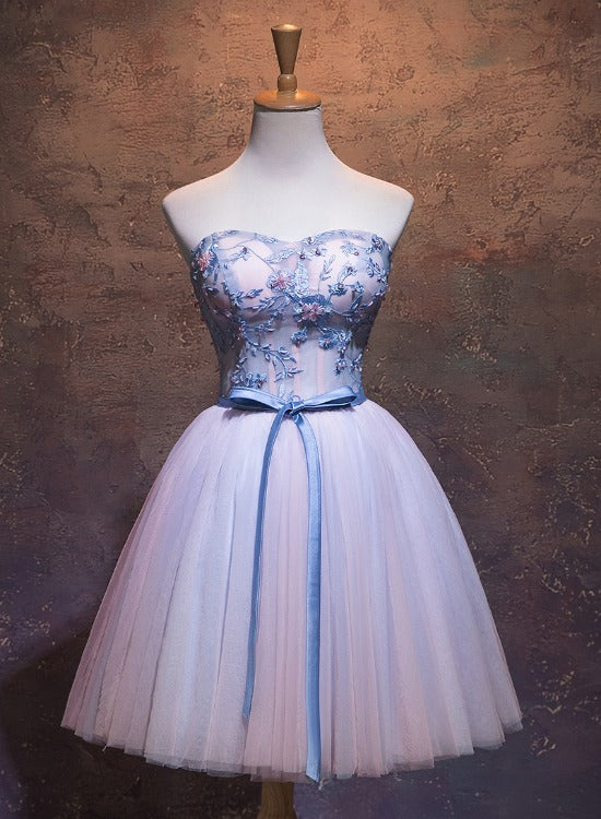 Lindo vestido de fiesta rosa y azul 