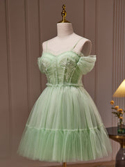 Light Green Tulle Short Party Dress Graduation Dress