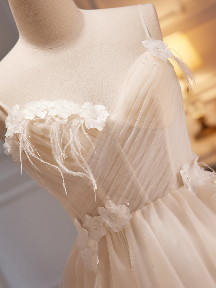 Ivory Tulle Short Homecoming Dress with Flowers